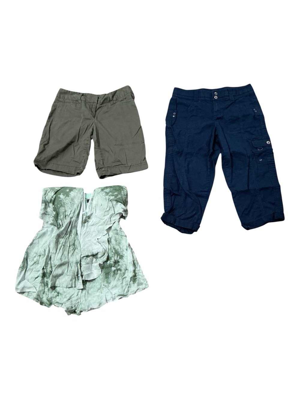 Blue Blush Navy Capris and Olive Shorts Set